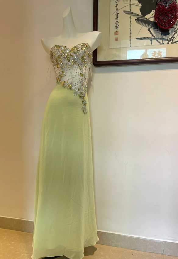 Beautiful Mermaid Sweetheart Neckline Rhinestone Chiffon Long Formal Prom Dresses Secondary image