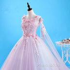 Beautiful Pink Flowers Long Formal Dresses, Pink Sweet 16 Gown Party Dresses
