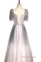 Beautiful Pink Gradient Beaded Sweetheart Long Formal Prom Dresses, Tulle Evening Dresses