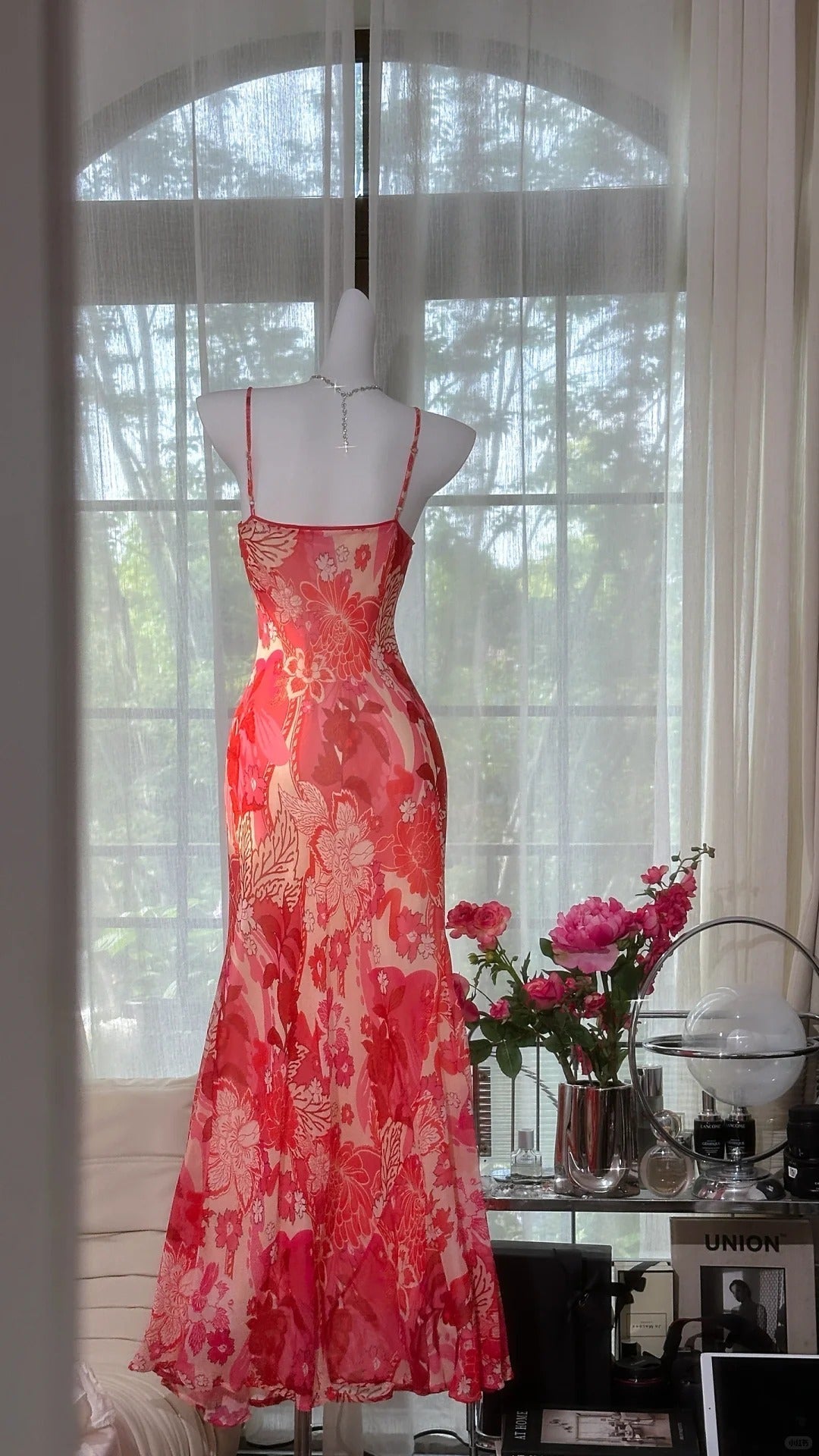 Beautiful Printed V-Neck Strapless Chiffon Mermaid Formal Prom Dresses