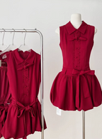Beautiful Red Three-Dimensional Flower Sleeveless Polo Collar Sleeveless Flower Bud Birthday Short Skirt Homecoming Dresses
