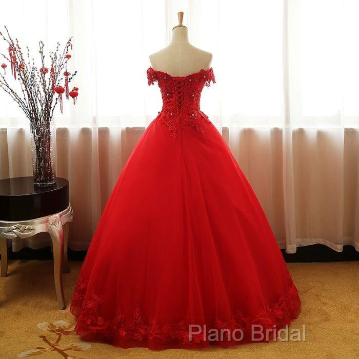 Beautiful Red Tulle Sweet 16 Gowns, Formal Prom Gowns, Red Party Dresses
