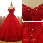 Beautiful Red Tulle Sweet 16 Gowns, Formal Prom Gowns, Red Party Dresses