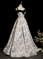 Beautiful Satin Sweetheart Off Shoulder Formal Prom Dresses, A-Line Satin Formal Dresses