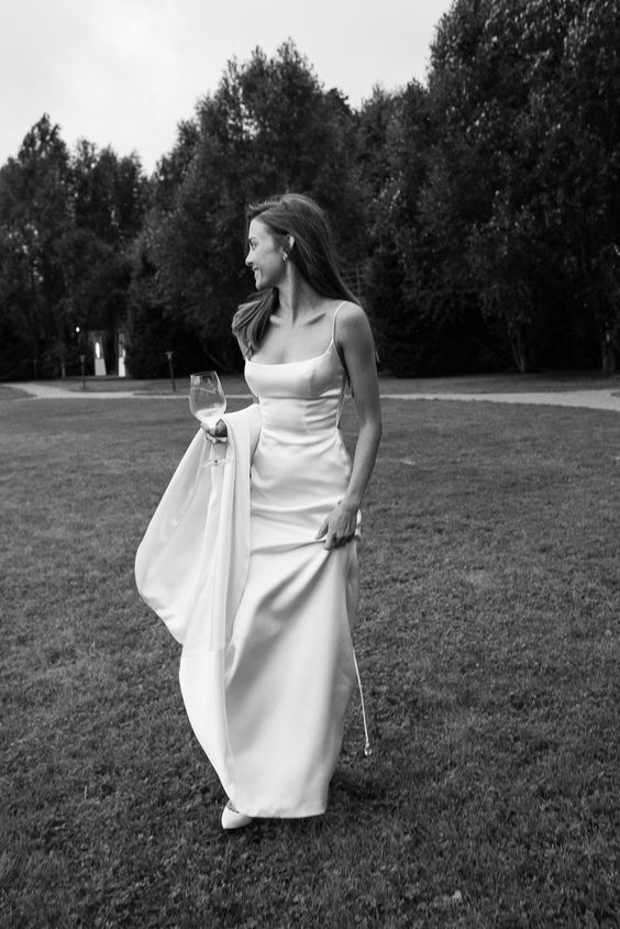 Beautiful Sheath Straps Long White Formal Prom Dresses Formal Evening Dresses
