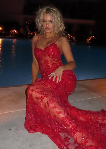 Beautiful Spaghetti Straps Birthday Party Dresses Red Lace Formal Prom Dresses