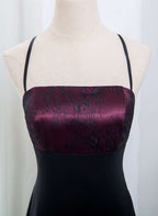 Beautiful Straps Spandex And Lace Formal Evening Dresses, Black And Burgundy Formal Prom Dresses