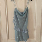 Beautiful Swing Neck Strap Sequin Blue Ruffle 17Th Birthday Homecoming Dresses