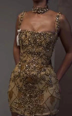 Beautiful Tight Square Neck Sleeveless Gold Short Formal 8Th Grade Homecoming Dresses Summer Middle School Hoco Dresses Homecoming Outfit