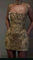 Beautiful Tight Square Neck Sleeveless Gold Short Formal 8Th Grade Homecoming Dresses Summer Middle School Hoco Dresses Homecoming Outfit