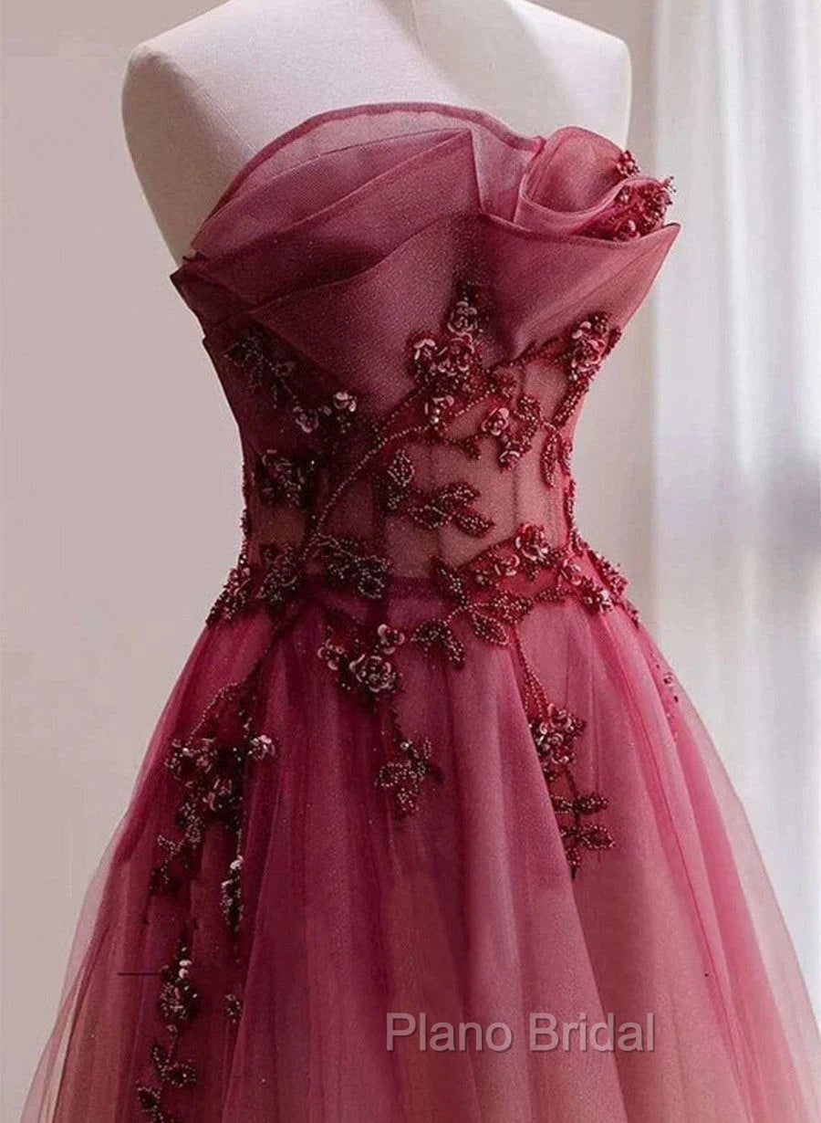Beautiful Tulle Gradient with Beaded Long Party Dresses A-line Gradient Formal Prom Dresses Formal Prom Dresses shops