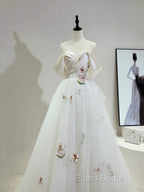 Beautiful Tulle Lace Long Formal Prom Dresses, Off The Shoulder Formal Party Dresses