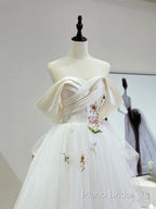 Beautiful Tulle Lace Long Formal Prom Dresses, Off The Shoulder Formal Party Dresses