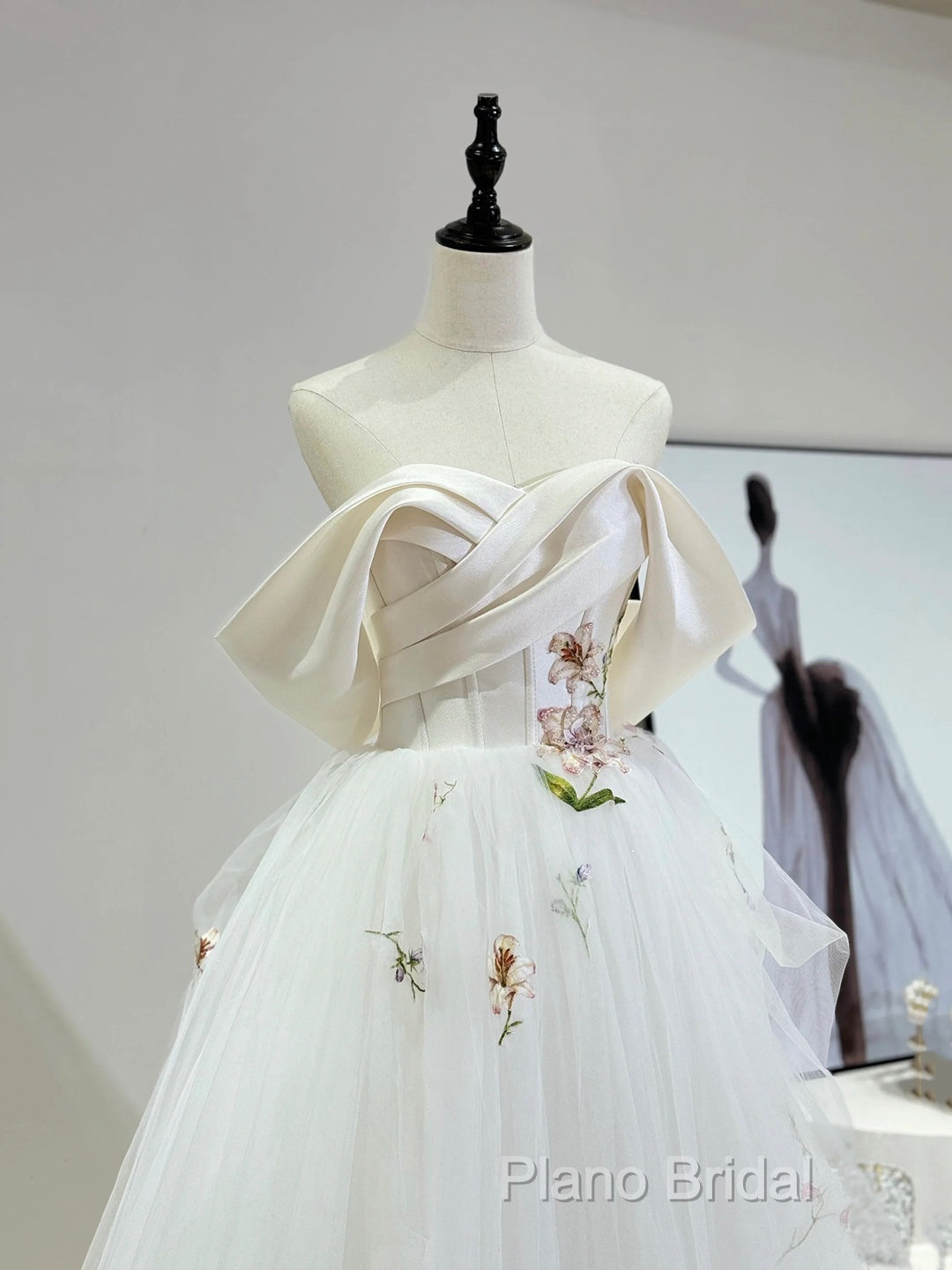 Beautiful Tulle Lace Long Formal Prom Dresses, Off The Shoulder Formal Party Dresses