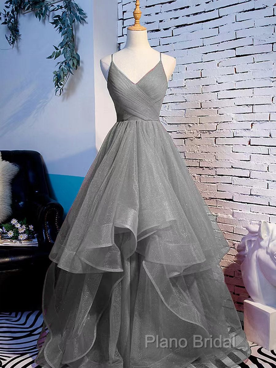 Beautiful Tulle Layers Straps Long Party Dresses Formal Dresses, A-Line Formal Prom Dresses