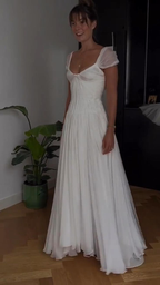 Beautiful White Chiffon A Line Formal Prom Dresses Wedding Dresses