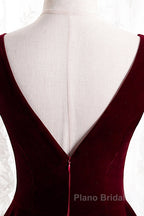 Beautiful Wine Red Simple Long A-Ine Wedding Party Dresses, Dark Red Formal Prom Dresses