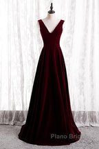 Beautiful Wine Red Simple Long A-Ine Wedding Party Dresses, Dark Red Formal Prom Dresses