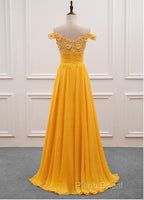 Beautiful Yellow Off Shoulder Long Party Dresses, Sweetheart Formal Dresses