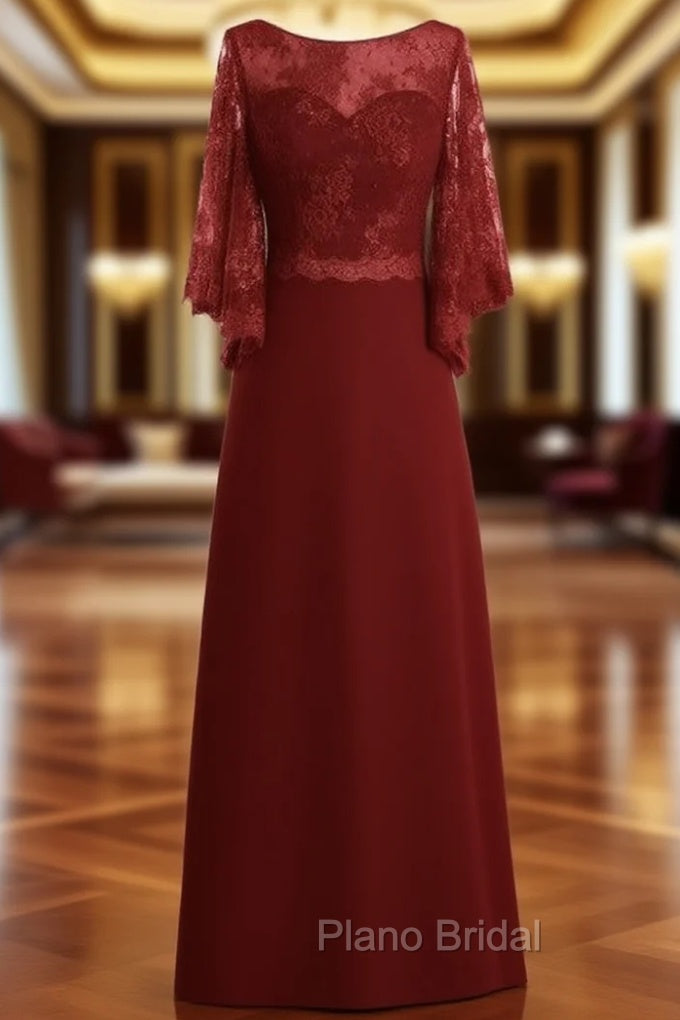 Best Floor-Length Scoop Neck Lace Chiffon Mother of the Bride Dresses