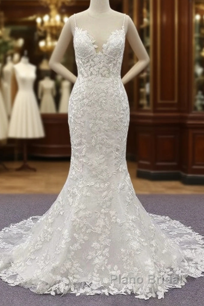 Best Spaghetti Strap Appliques Mermaid Wedding Dress Main image