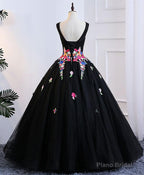 Black Tulle Long Prom Gown Black Evening Dress