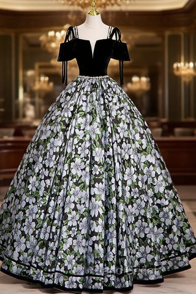 Black A-Line Satin Long Formal Prom Dresses, Black Long Evening Dresses Main image