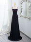 Black And Burgundy Scoop Straps Lace-Up Long Party Dresses, Simple Long Formal Prom Dresses