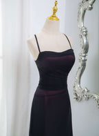 Black And Burgundy Scoop Straps Lace-Up Long Party Dresses, Simple Long Formal Prom Dresses