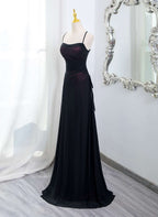 Black And Burgundy Scoop Straps Lace-Up Long Party Dresses, Simple Long Formal Prom Dresses