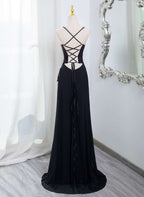 Black And Burgundy Scoop Straps Lace-Up Long Party Dresses, Simple Long Formal Prom Dresses