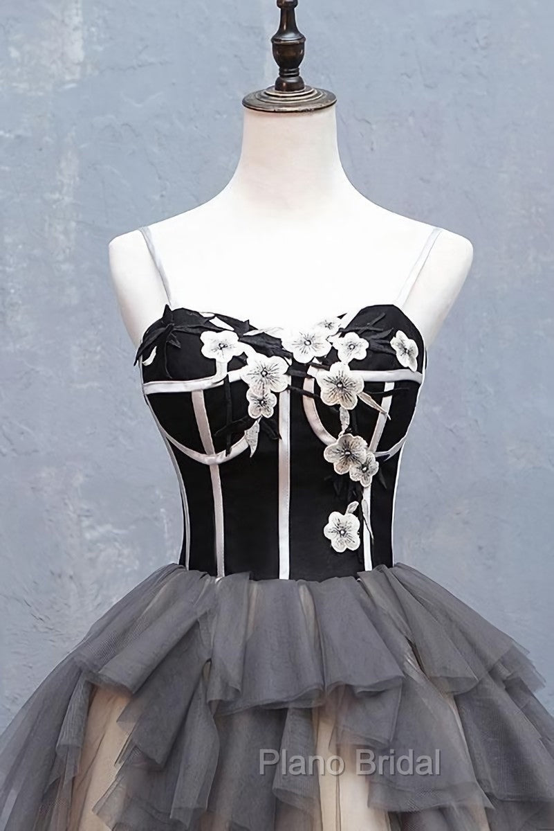 Black and Champagne Sweetheart Short Formal Dresses Party Dresses, Short Homecoming Dresses