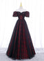 Black And Red Lace Sweetheart Long Party Dresses, Black And Red A-Line Formal Prom Dresses