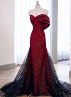 Black And Red Long Party Dresses Formal Prom Dresses, Sweetheart Satin Formal Evening Dresses Formal Dresses