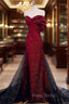 Black And Red Long Party Dresses Formal Prom Dresses, Sweetheart Satin Evening Dresses Formal Dresses