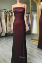 Black and Red Square Neckline Party Dresses, Black and Red Long Formal Prom Dresses