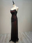 Black And Red Straps Long Simple Party Dresses, Black And Red Formal Prom Dresses
