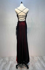 Black And Red Straps Simple Long Formal Dresses, Black And Red Formal Evening Dresses Formal Prom Dresses