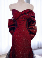 Black And Red Sweetheart Mermaid Long Formal Dresses, Black And Red Formal Evening Dresses