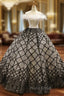 Black And White Ball Gown Off The Shoulder Lace Beading Haute Couture Formal Prom Dresses With Feather