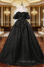 Black Ball Gown Appliques Beading Quinceanera Dresses