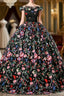 Black Ball Gown Embroidery Off the Shoulder Quinceanera Dresses