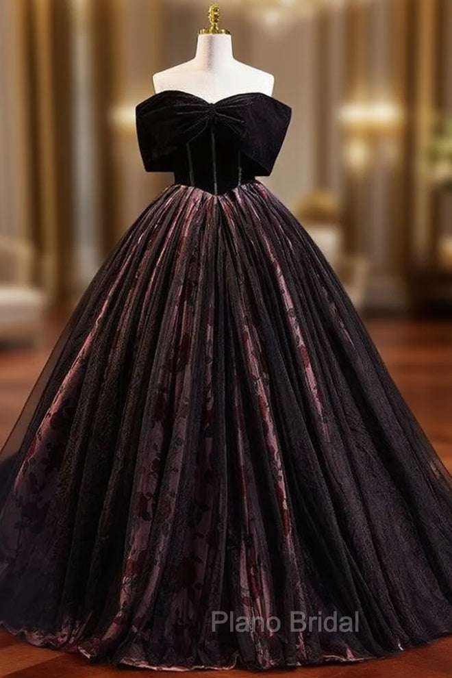 Black Ball Gown Off the Shoulder Formal Prom Dresses Main image