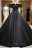 Black Ball Gown Satin Off the Shoulder Quinceanera Dresses