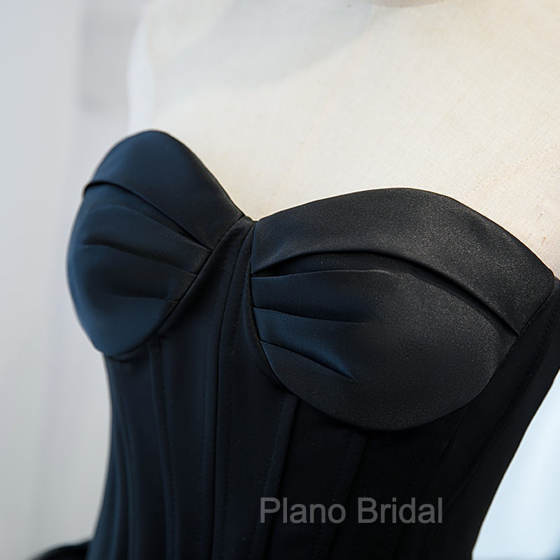 Black Ball Gown Sweetheart Satin and Tulle Formal Gown, Black Party Dresses Secondary image
