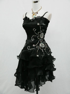 Black Chiffon Beaded Mini Satin Short Formal Prom Dresses Homecoming Dresses