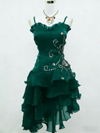 Black Chiffon Beaded Mini Satin Short Formal Prom Dresses Homecoming Dresses
