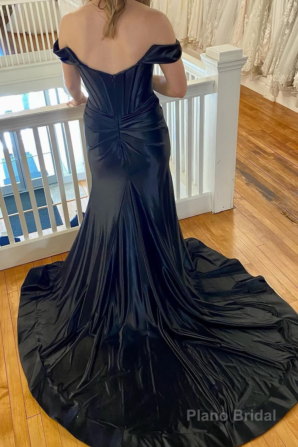 Black Corset Off the Shoulder Long Prom Dress with Slit Secondary image