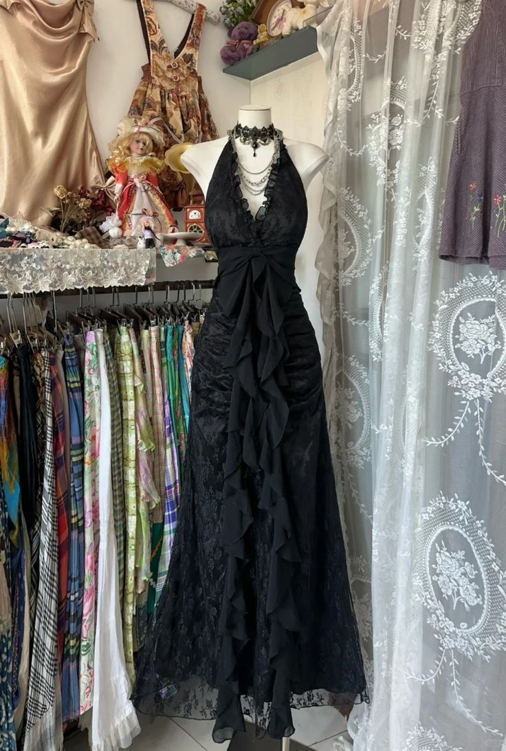 Black Elegant Vintage Formal Prom Party Gown Formal Evening Dresses