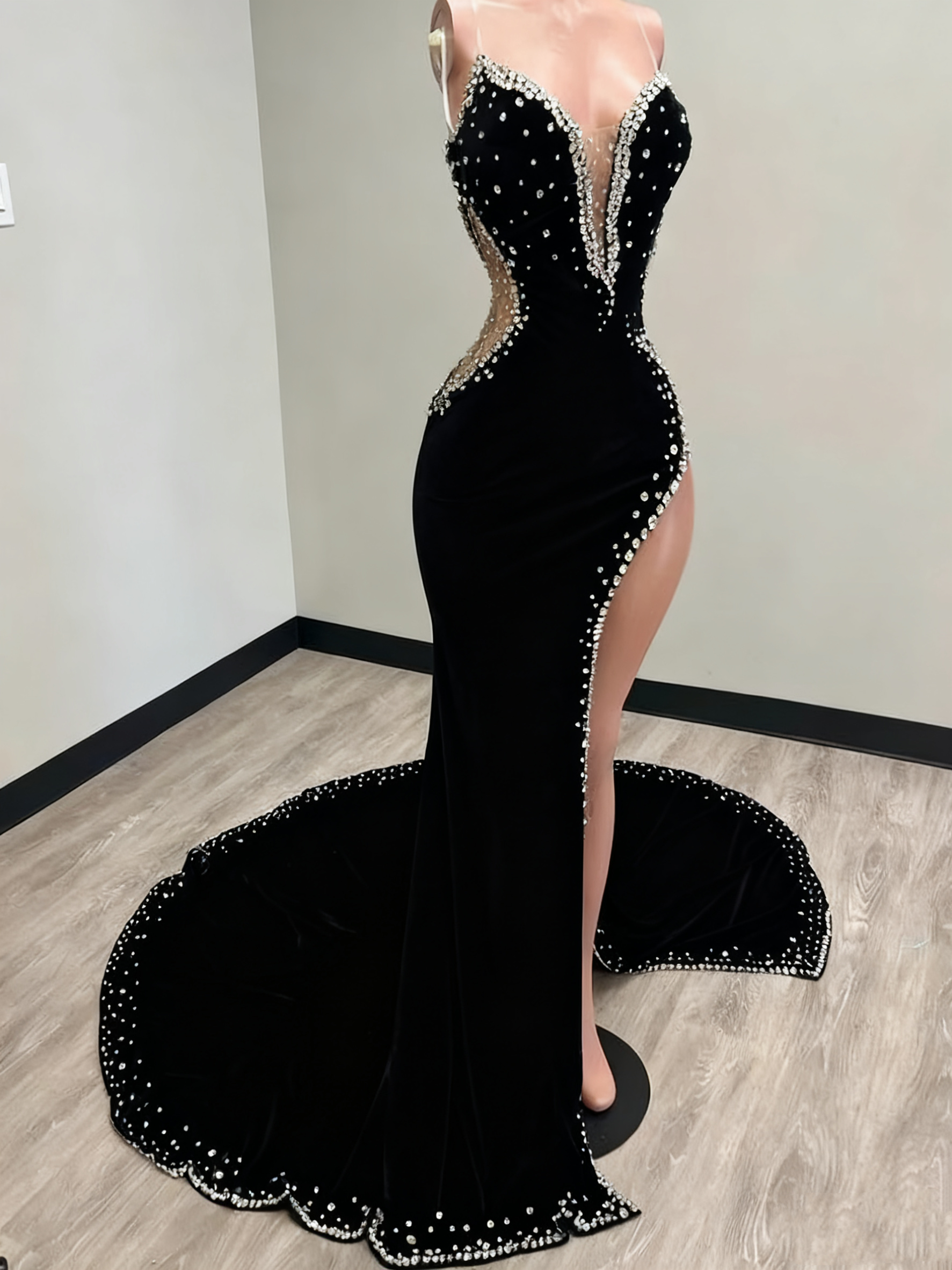 Black Girl Formal Prom Dresses Long Mermaid Green Formal Prom Gown With Train